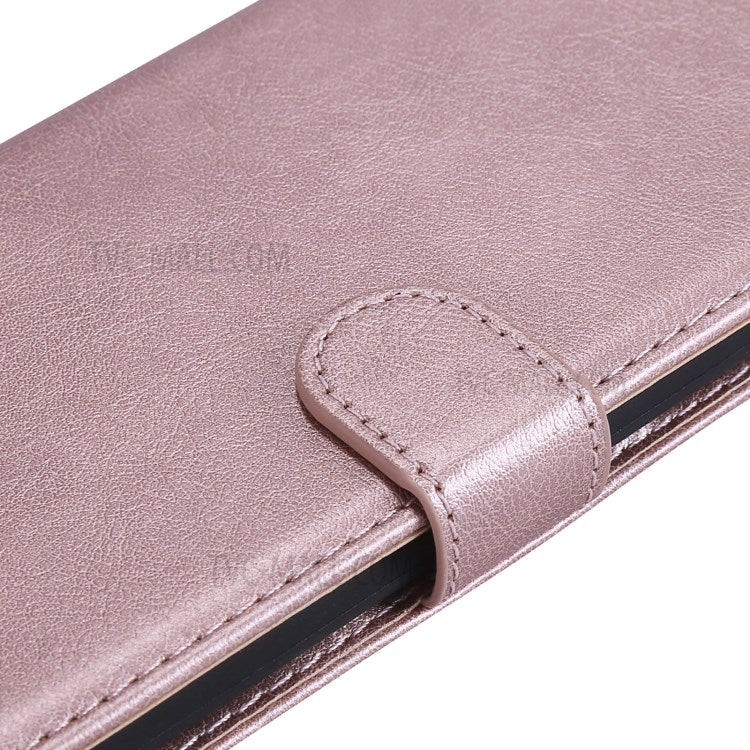 KT Leather Series-2 Wallet Stand Design Anti-Scratch TPU+PU Leather Phone Casing with Handy Strap for Samsung Galaxy S21 5G/4G - Rose Gold