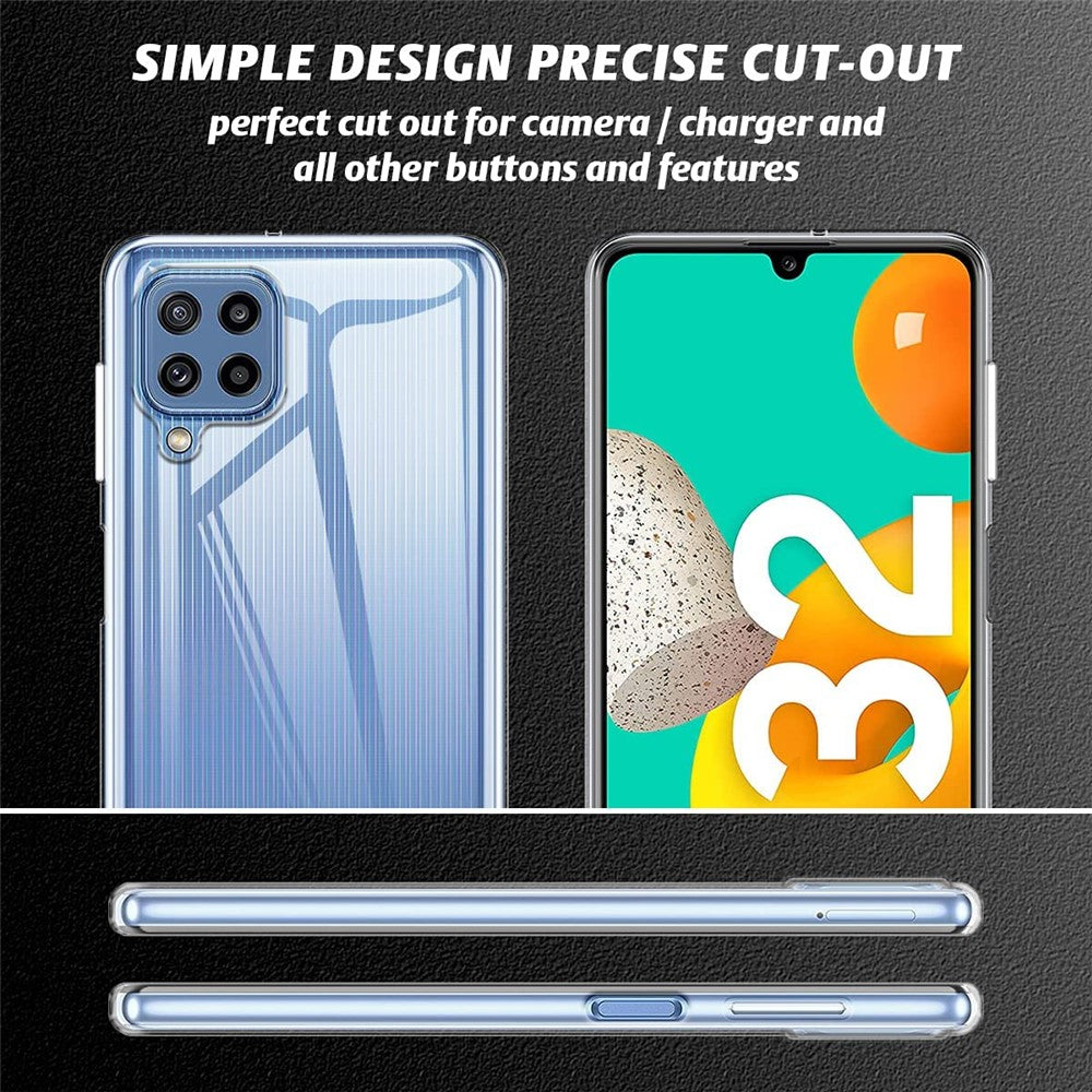 Soft TPU Bumper Shockproof Cases with Tempered Glass Screen Protector for Samsung Galaxy M32 (Global Version)