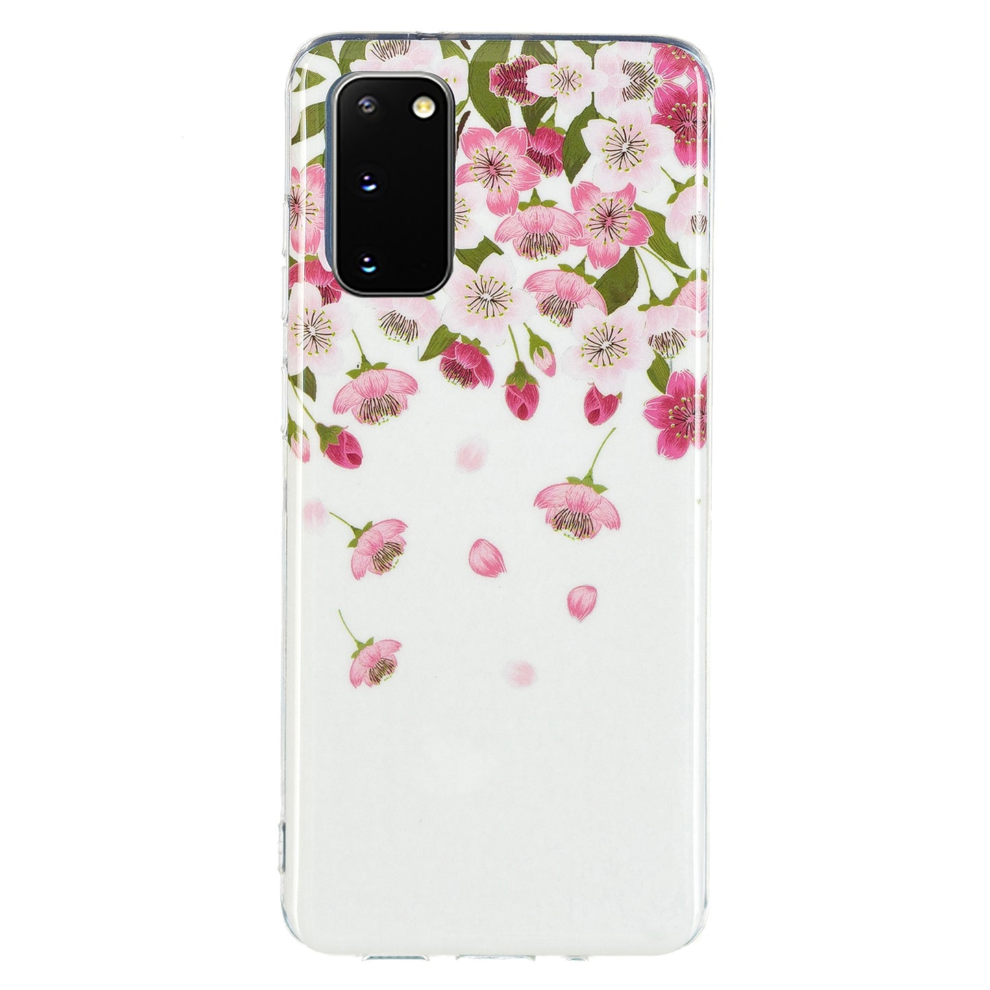 Glow in The Dark Noctilucent Shockproof Lightweight Soft TPU Cover Cell Phone Case for Samsung Galaxy S20 4G/S20 5G - Sakura