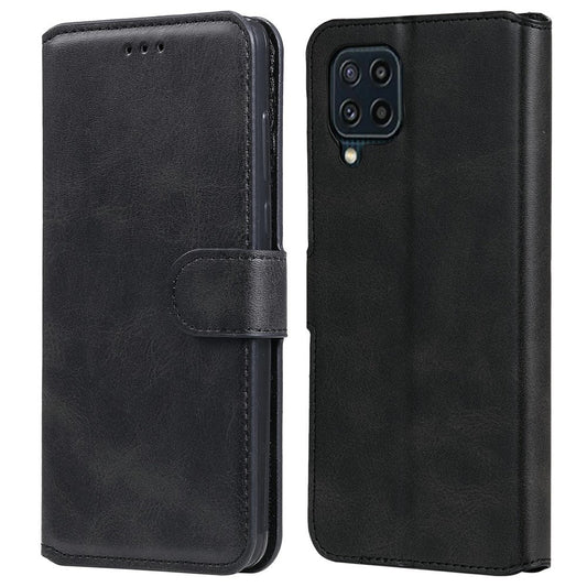Classic Style Book-Style Flip Wallet Stand Design Leather Phone Case for Samsung Galaxy M32 (Global Version) - Black