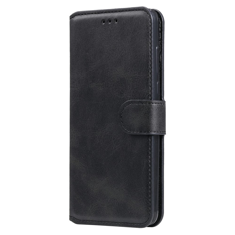 Classic Style Book-Style Flip Wallet Stand Design Leather Phone Case for Samsung Galaxy M32 (Global Version) - Black