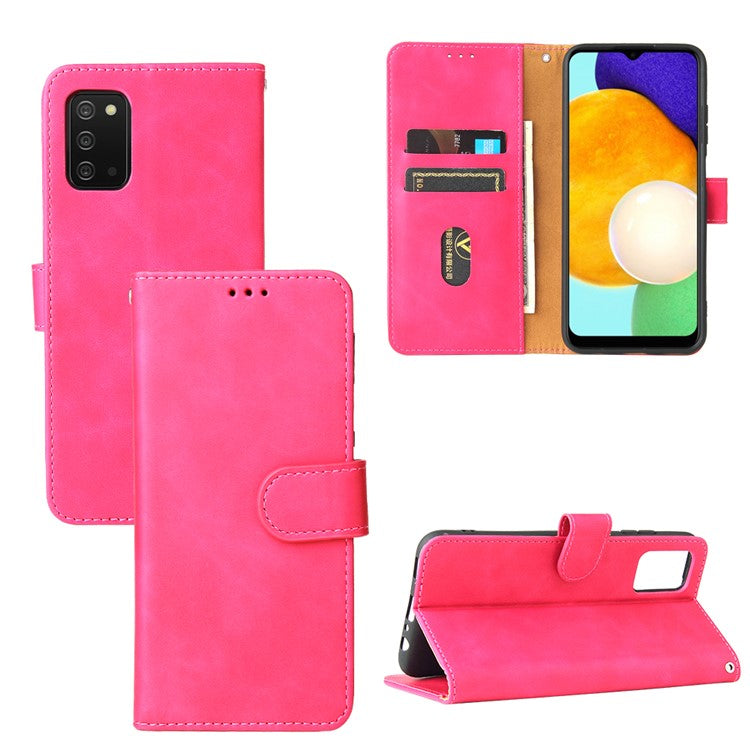 Skin-Touch PU Leather Flip Folio Cover with Stand for Samsung Galaxy A03s (166.5 X 75.98 X 9.14mm) - Rose
