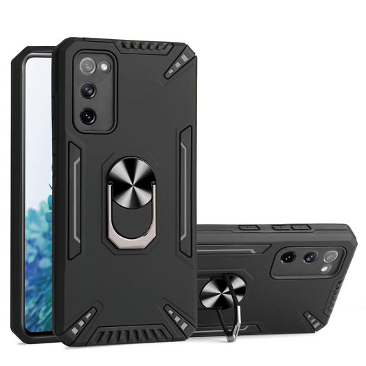 Built-In Metal Sheet Kickstand Design Hybrid Phone Case Cover Shell for Samsung Galaxy S20 FE 2022/S20 FE 4G/S20 FE 5G/S20 Lite - Black