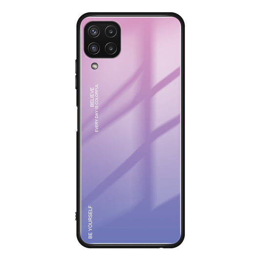 Gradient Color Anti Scratch Glass + TPU Phone Case Cover for Samsung Galaxy M32 (Global Version) - Pink/Purple