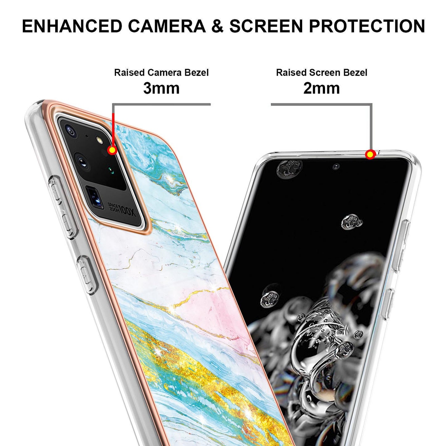 IMD IML Electroplating Marble Pattern Soft TPU Back Case Cover for Samsung Galaxy S20 Ultra - Green 004