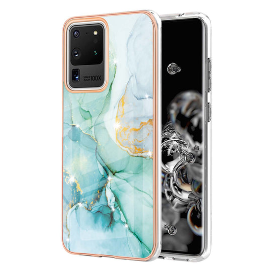 IMD IML Electroplating Marble Pattern Soft TPU Back Case Cover for Samsung Galaxy S20 Ultra - Green 003