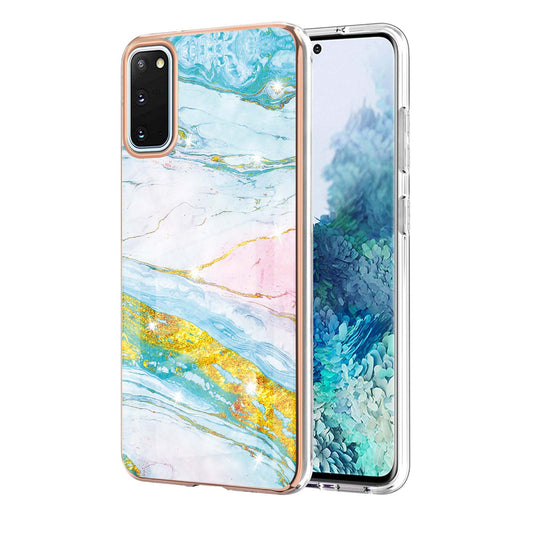 IMD IML Electroplating Marble Pattern Shell Anti-fingerprint Back Case for Samsung Galaxy S20 4G/S20 5G - Green 004