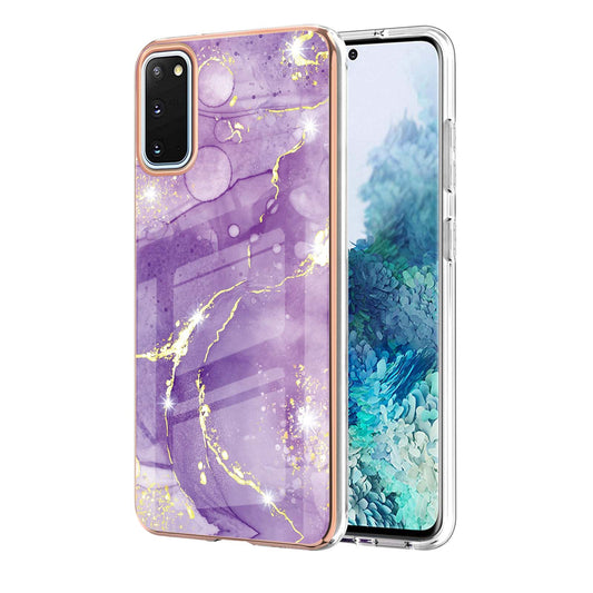 IMD IML Electroplating Marble Pattern Shell Anti-fingerprint Back Case for Samsung Galaxy S20 4G/S20 5G - Purple 002