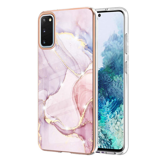 IMD IML Electroplating Marble Pattern Shell Anti-fingerprint Back Case for Samsung Galaxy S20 4G/S20 5G - Rose Gold 005
