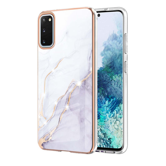 IMD IML Electroplating Marble Pattern Shell Anti-fingerprint Back Case for Samsung Galaxy S20 4G/S20 5G - White 006