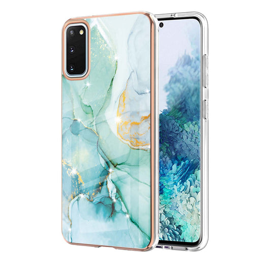 IMD IML Electroplating Marble Pattern Shell Anti-fingerprint Back Case for Samsung Galaxy S20 4G/S20 5G - Green 003