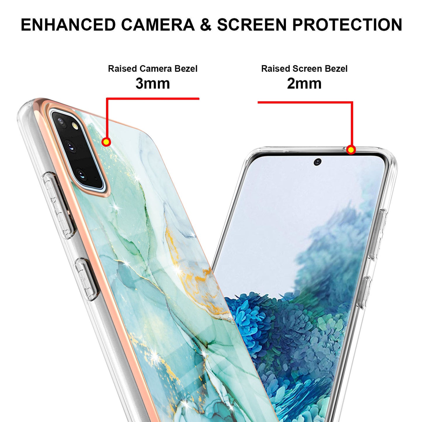 IMD IML Electroplating Marble Pattern Shell Anti-fingerprint Back Case for Samsung Galaxy S20 4G/S20 5G - Green 003