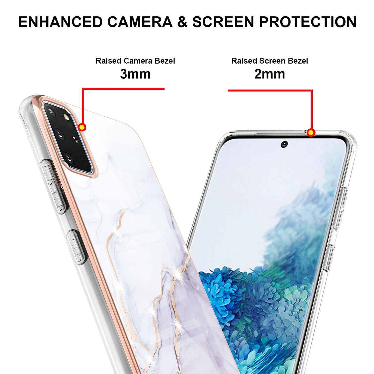 IMD IML Electroplating Marble Pattern Scratch-resistant Back Case Protective Cover for Samsung Galaxy S20 Plus 4G/5G - White 006