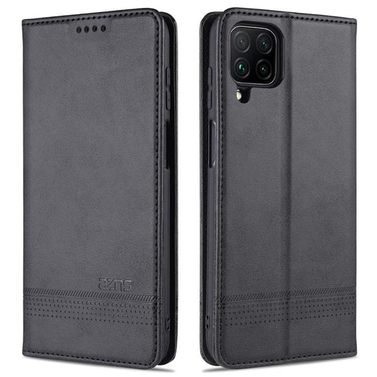 AZNS Wallet Design PU Leather Shockproof  Phone Cover Case for Samsung Galaxy M32 (Global Version) - Black