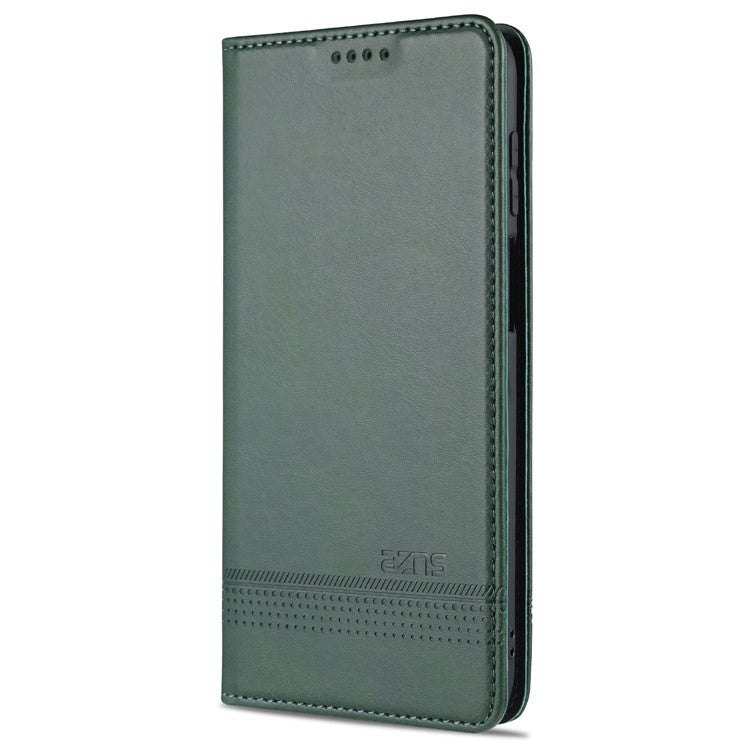 AZNS Wallet Design PU Leather Shockproof  Phone Cover Case for Samsung Galaxy M32 (Global Version) - Green