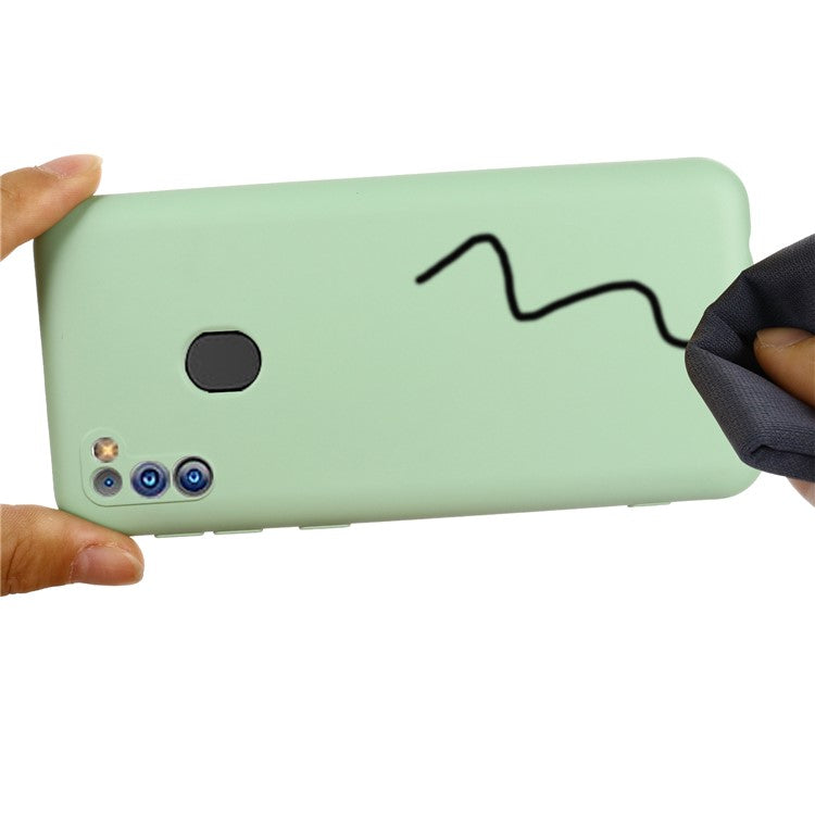 Anti-Scratch Microfiber Liner Shock Absorption Liquid Silicone Case with Strap for Samsung Galaxy M21 2021 - Green