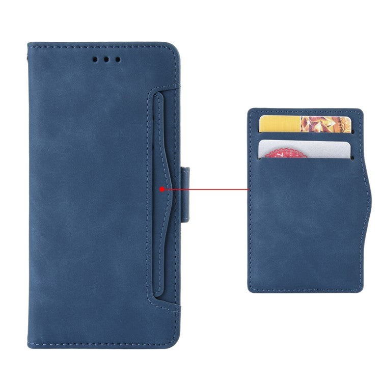 For Samsung Galaxy M21 2021 Flip Phone Case PU Leather+TPU Phone Cover Multiple Card Slot Practical Wallet Stand Protective Case - Blue