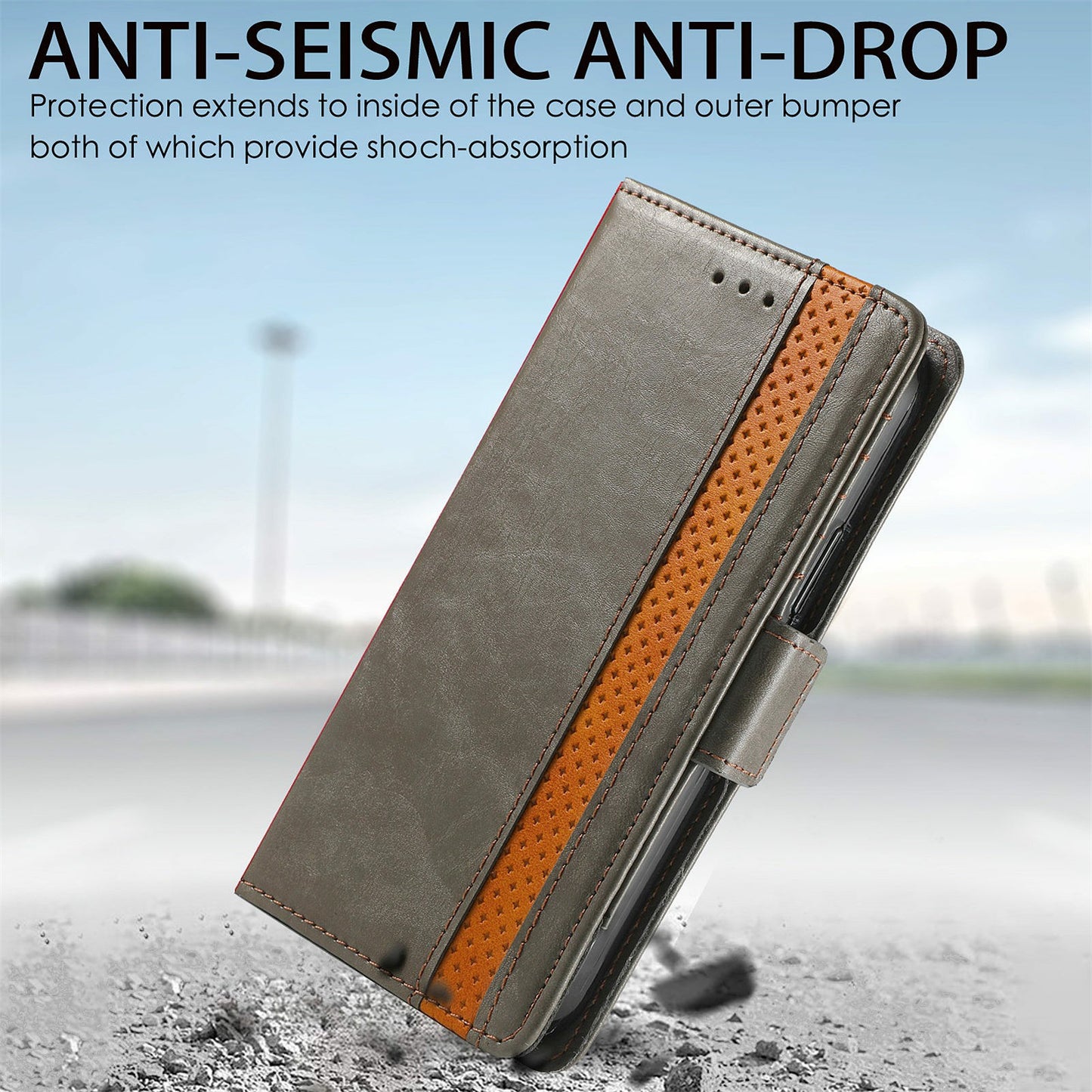 CASENEO 002 Series All-inclusive Protection Business Style Splicing PU Leather Stand Wallet Case for Samsung Galaxy S20 Plus 4G/5G - Grey