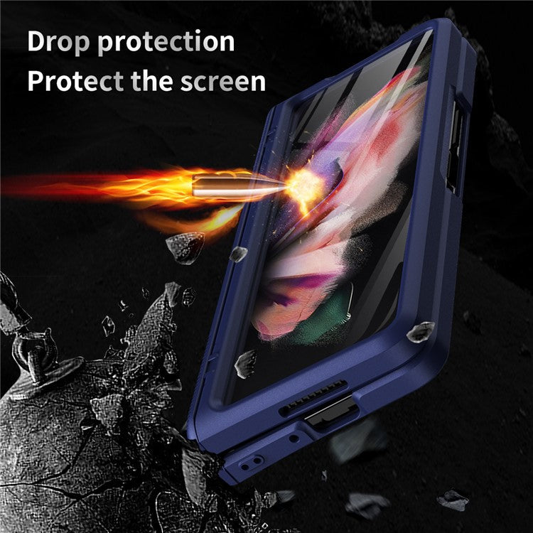 Anti-Drop Shock-Absorbed Phone Protective Cover Case for Samsung Galaxy Z Fold3 5G - Black
