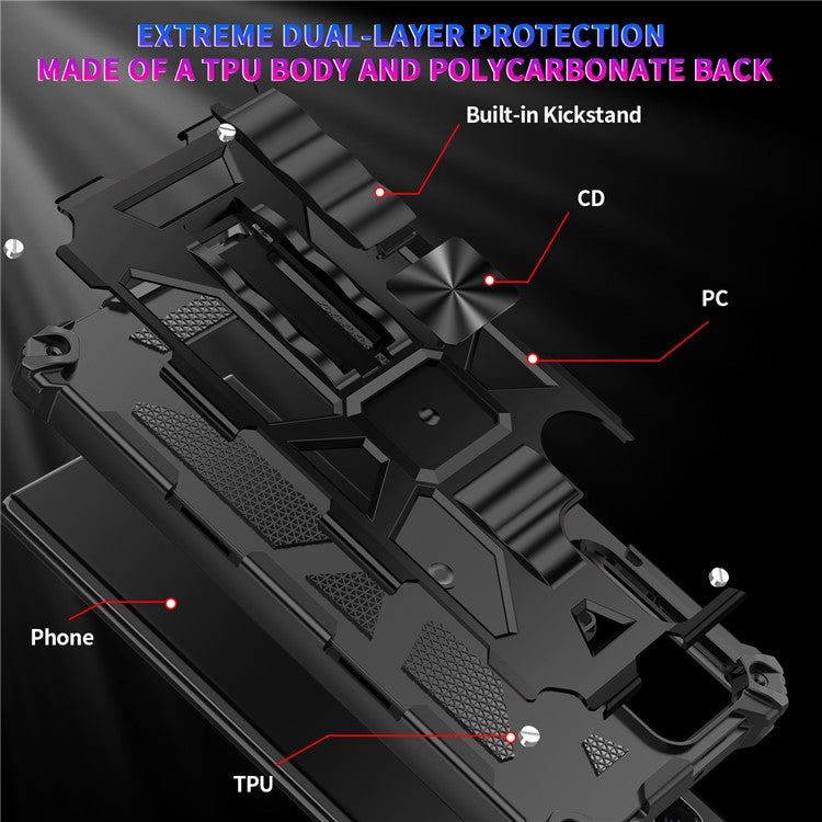 Military Grade Anti-Drop Scratch-Resistant Built-in Kickstand Hybrid Hard PC Soft TPU Phone Case for Samsung Galaxy S22 Ultra - Rose Gold