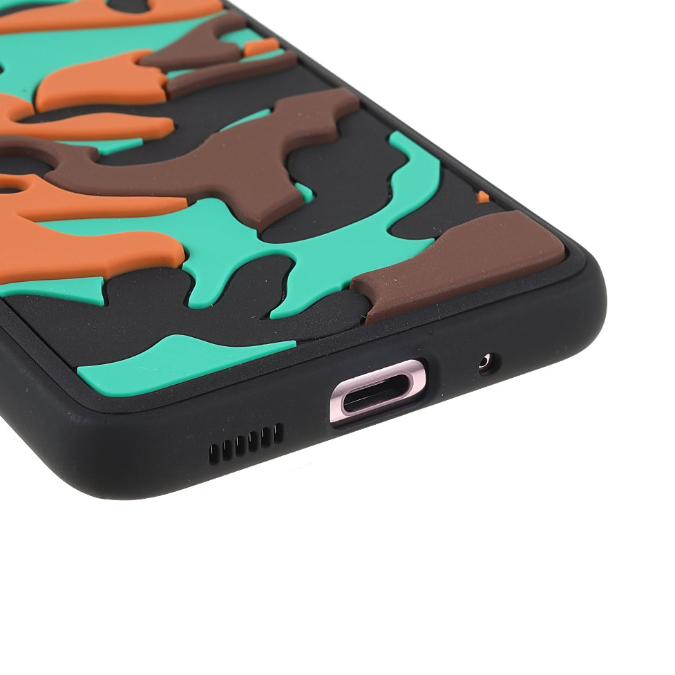 Scratch Resistant Rugged Camouflage Pattern Anti-fall TPU Phone Cover Case for Samsung Galaxy S20 4G/S20 5G - Orange