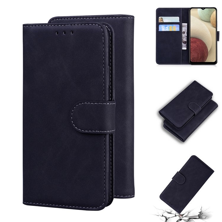 TPU + PU Leather Scratch Resistant Protective Phone Case Cover with Stand and Wallet for Samsung Galaxy M32 (Global Version) - Black