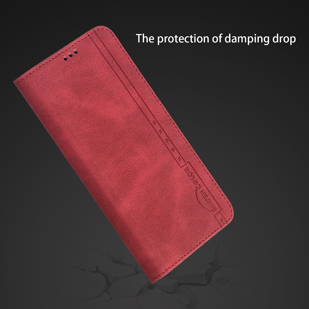 BINFEN COLOR BF08 RFID Blocking Magnetic Closure Shockproof Leather Phone Case Wallet Stand Cover for Samsung Galaxy S20 FE/S20 FE 5G/S20 Lite/S20 FE 2022 - Red