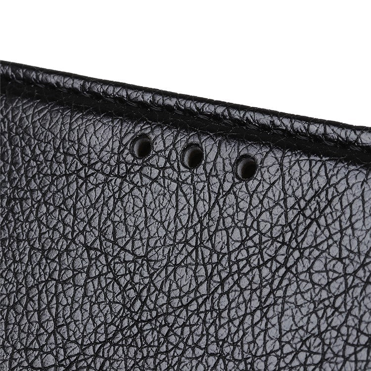 For Samsung Galaxy S22 5G Nappa Texture Split Leather Wallet Stand Flip Protective Cover with Magnetic Closure - Black