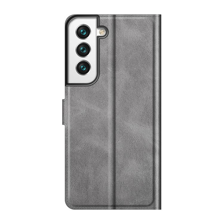 Full Protective PU Leather TPU Wallet Stand Phone Flip Cover Case for Samsung Galaxy S22 5G - Grey