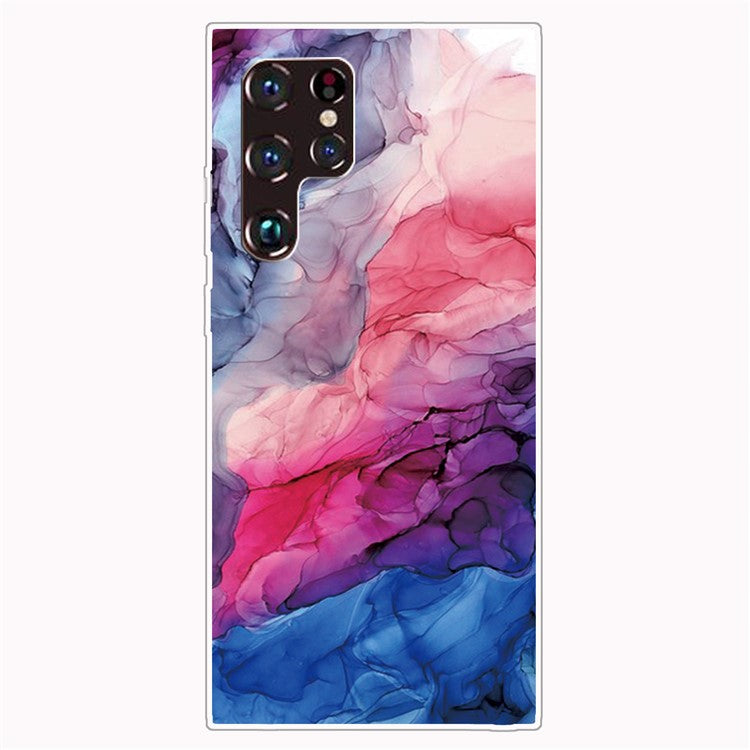 Marble Series Style A Marble Pattern Printing Anti-drop Flexible TPU Phone Cover for Samsung Galaxy S22 Ultra 5G - Style C