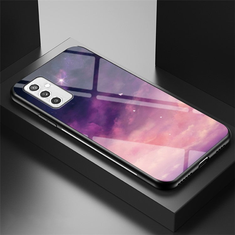 Starry Sky Series Soft TPU Bumper Frame Shockproof Tempered Glass Back Cover for Samsung Galaxy M52 5G - Dream Starry Sky