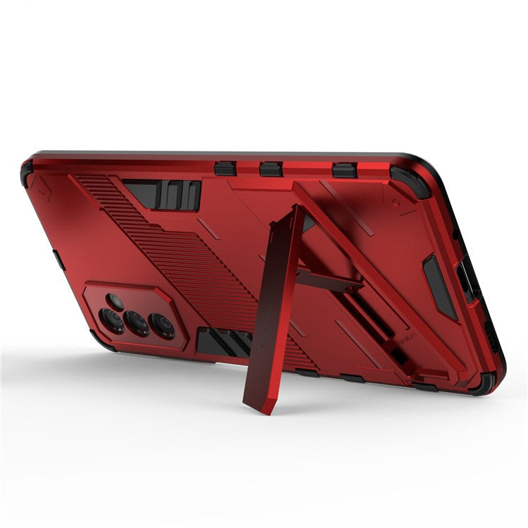 Dual-Layer Soft Flexible TPU + Hard PC Anti-Slip Rugged Protective Phone Case with Kickstand for Samsung Galaxy M52 5G - Red