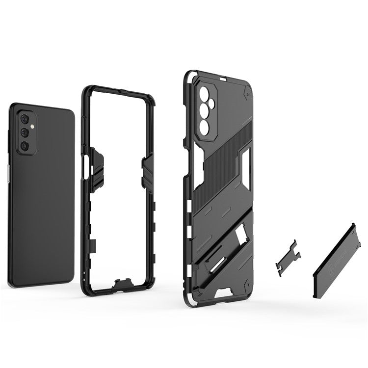 Dual-Layer Soft Flexible TPU + Hard PC Anti-Slip Rugged Protective Phone Case with Kickstand for Samsung Galaxy M52 5G - Red