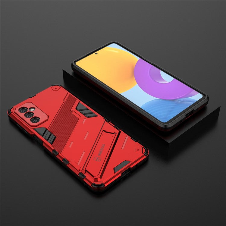 Dual-Layer Soft Flexible TPU + Hard PC Anti-Slip Rugged Protective Phone Case with Kickstand for Samsung Galaxy M52 5G - Red