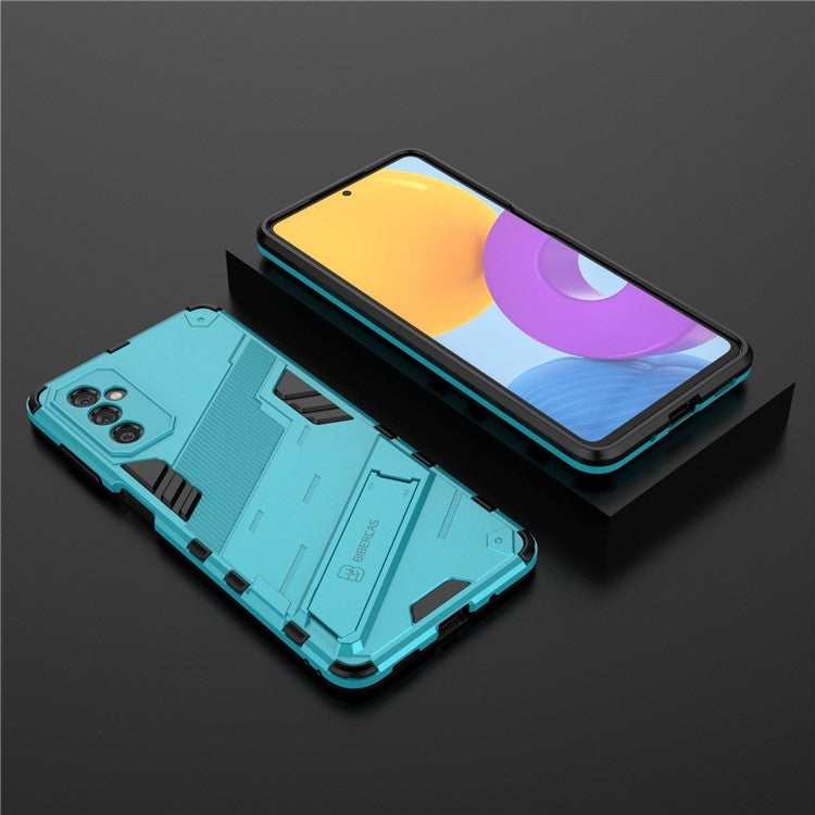 Dual-Layer Soft Flexible TPU + Hard PC Anti-Slip Rugged Protective Phone Case with Kickstand for Samsung Galaxy M52 5G - Blue