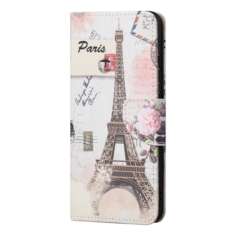 Stylish Pattern Printing Cross Texture Anti-scratch Anti-fall PU Leather Phone Wallet Case Cover with Stand for Samsung Galaxy M52 5G - Tower