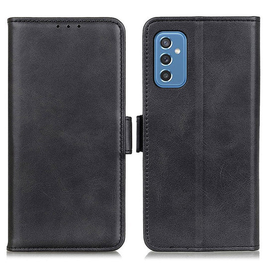 Shockproof Flip Cover Magnetic Closure Leather Wallet Stand Case for Samsung Galaxy M52 5G - Black