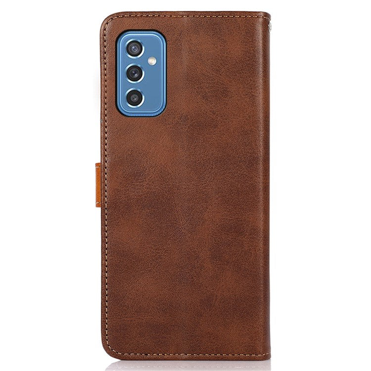 KHAZNEH For Samsung Galaxy M52 5G Magnetic Closure TPU+PU Leather Phone Case Wallet Stand Shockproof Phone Cover - Brown