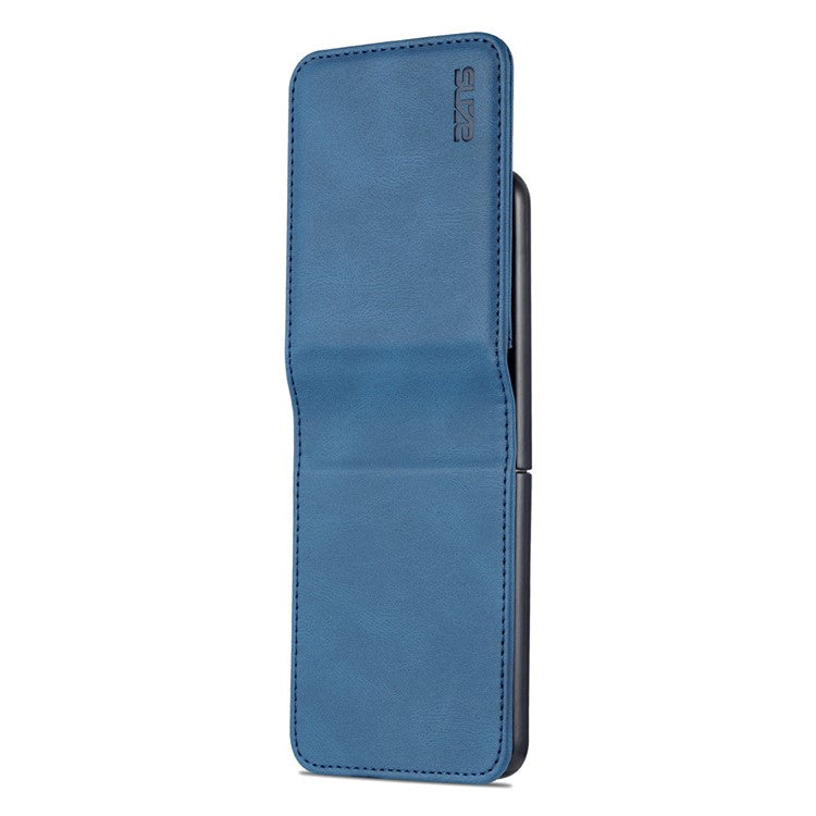 AZNS PU Leather Card Slots Magnetic Clasp Anti-Fall Phone Cover with Stand for Samsung Galaxy Z Flip3 5G - Blue