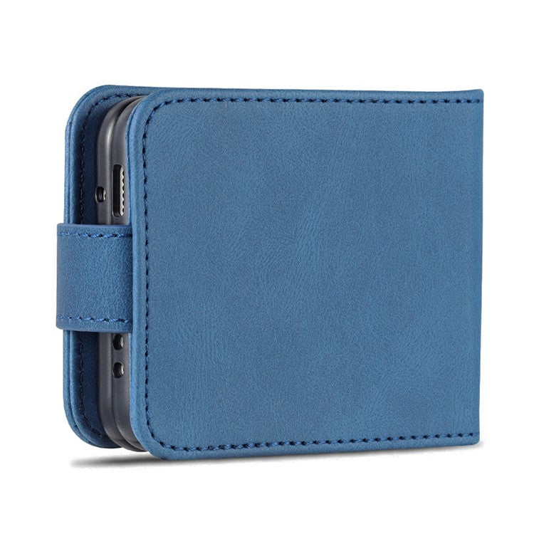 AZNS PU Leather Card Slots Magnetic Clasp Anti-Fall Phone Cover with Stand for Samsung Galaxy Z Flip3 5G - Blue