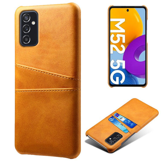 KSQ Premium PU Leather + PC Anti-Scratch Hard Case with Dual Card Slots for Samsung Galaxy M52 5G - Orange