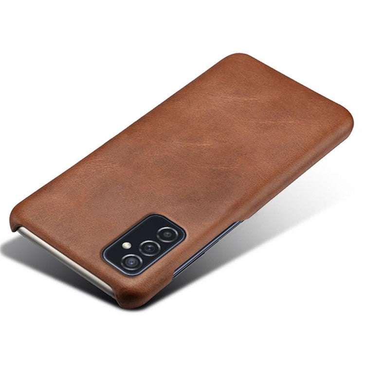 KSQ Durable Plastic+PU Leather Phone Case Phone Cover for Samsung Galaxy M52 5G - Brown