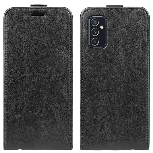 Crazy Horse Texture Anti-scratch Protective Magnetic Clasp Leather Vertical Flip Phone Cover with Card Slot for Samsung Galaxy M52 5G - Black