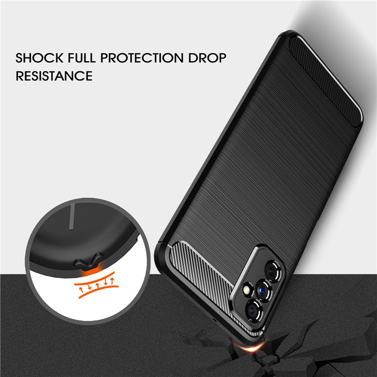 Carbon Fiber Brushed Texture Anti-Scratch Shockproof Soft TPU Non-Slip Phone Cover for Samsung Galaxy M52 5G - Black