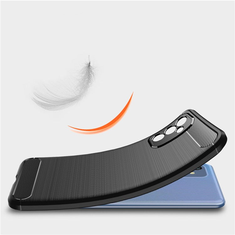 Carbon Fiber Brushed Texture Anti-Scratch Shockproof Soft TPU Non-Slip Phone Cover for Samsung Galaxy M52 5G - Black