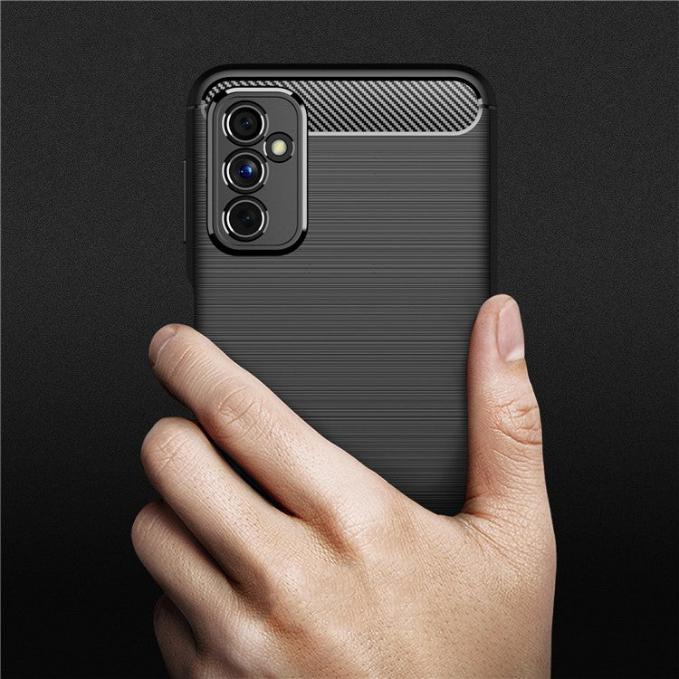 Carbon Fiber Brushed Texture Anti-Scratch Shockproof Soft TPU Non-Slip Phone Cover for Samsung Galaxy M52 5G - Black