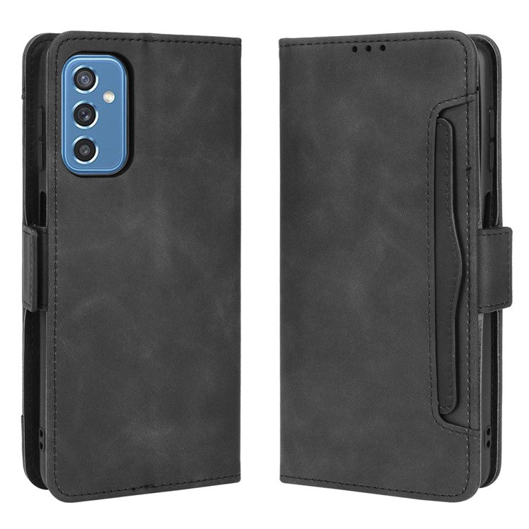 Ultra-thin Phone Case Multiple Card Slot Design TPU+PU Leather Wallet Cover Protector for Samsung Galaxy M52 5G - Black