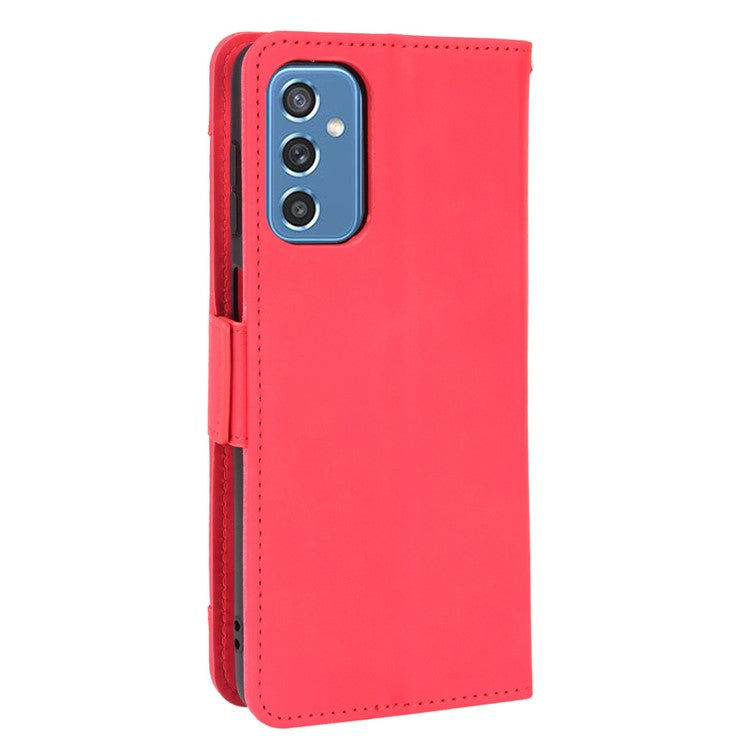 Ultra-thin Phone Case Multiple Card Slot Design TPU+PU Leather Wallet Cover Protector for Samsung Galaxy M52 5G - Red