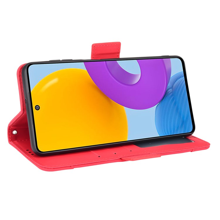 Ultra-thin Phone Case Multiple Card Slot Design TPU+PU Leather Wallet Cover Protector for Samsung Galaxy M52 5G - Red