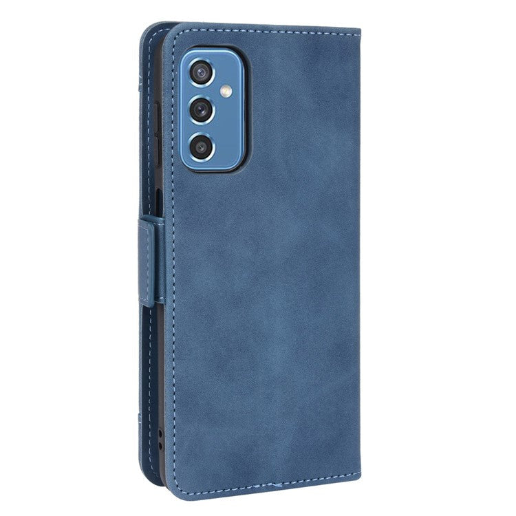 Ultra-thin Phone Case Multiple Card Slot Design TPU+PU Leather Wallet Cover Protector for Samsung Galaxy M52 5G - Blue